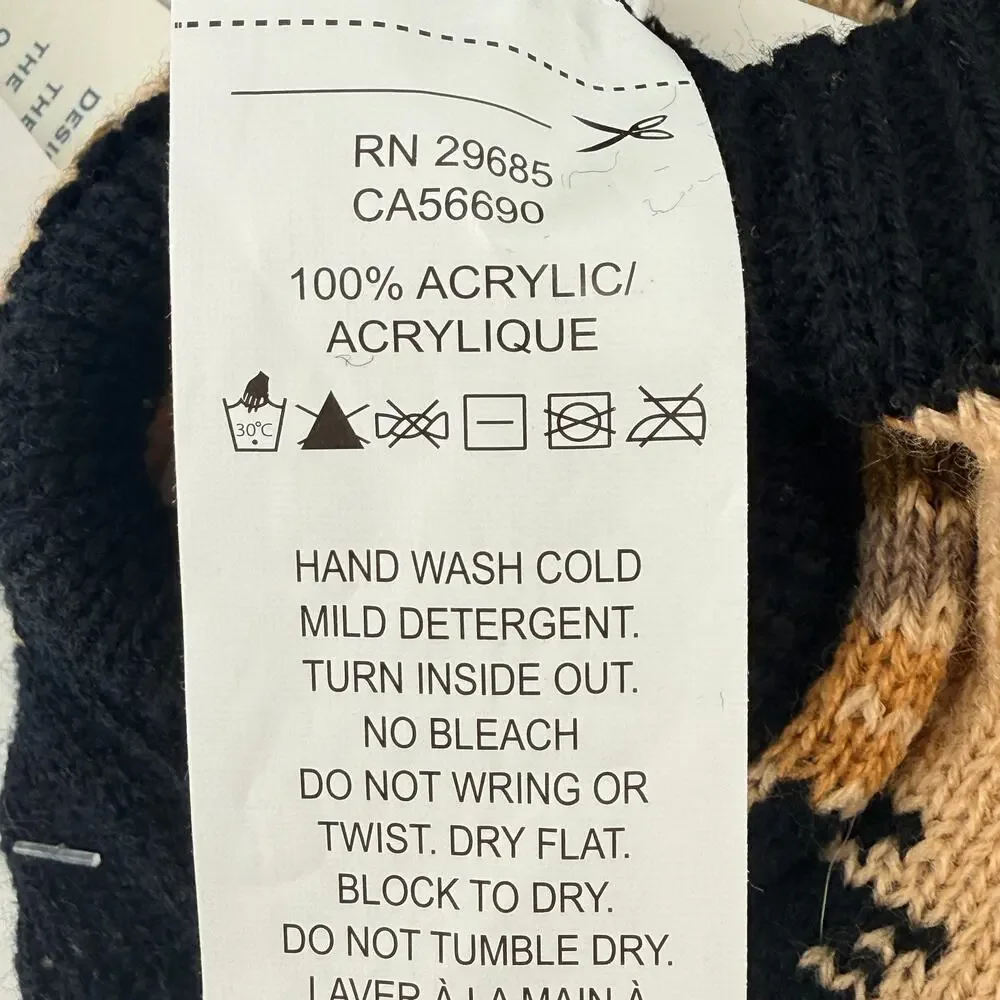 Pendleton Harding Aztec Knit Dog Pet Sweater Sz XS 3-6lbs Black Tan